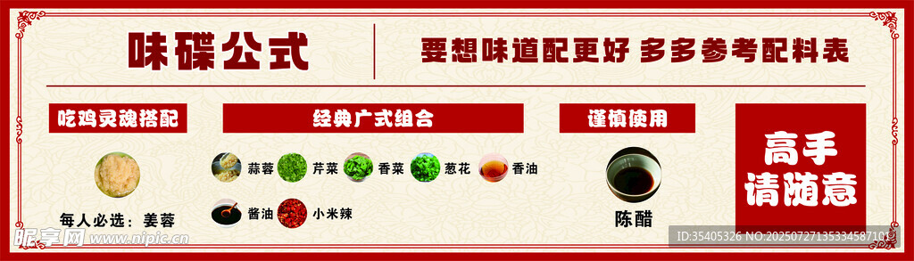 味碟公式配料