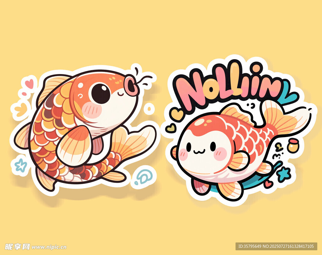 卡通锦鲤插图