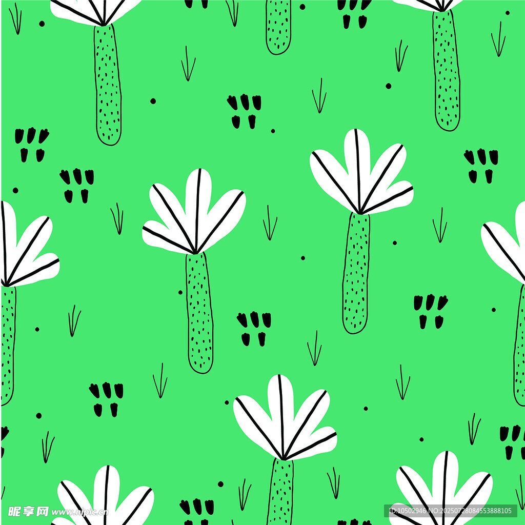 绿色仙人掌植物图案背景