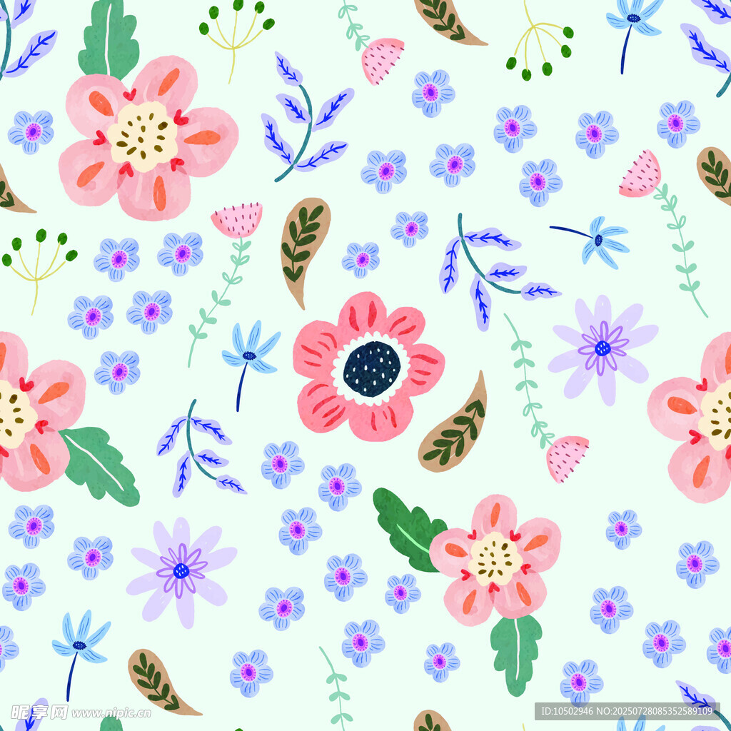 清新手绘花卉图案背景