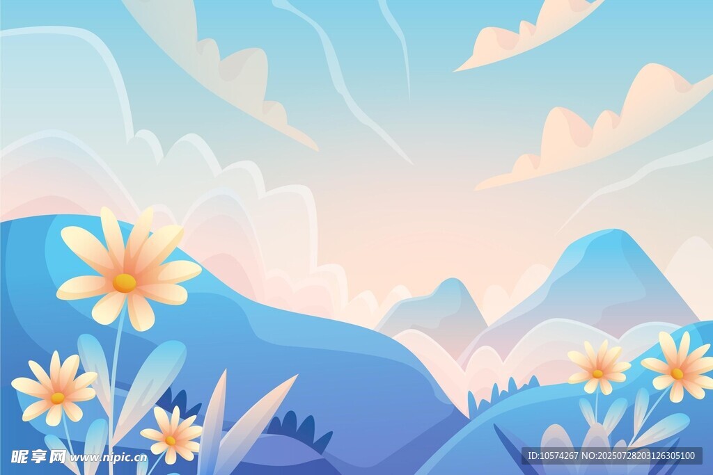 山间烂漫花卉风景图