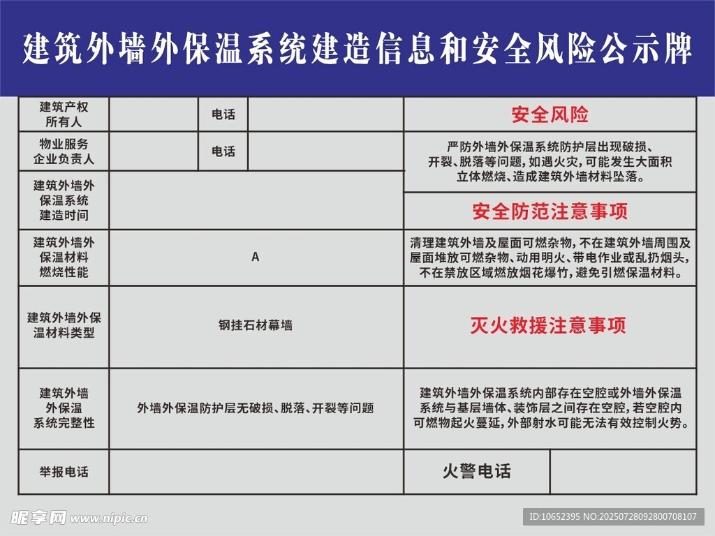 工地安全风险告知牌