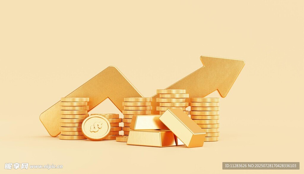 金色房产图标与上升箭头
