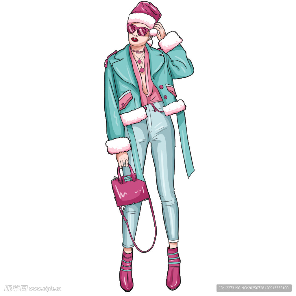 时尚圣诞装扮的潮流女性
