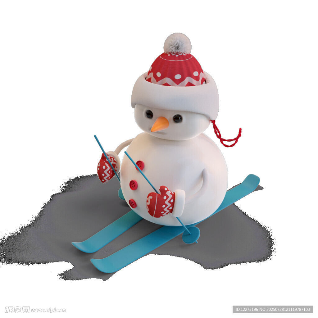 滑雪的可爱雪人