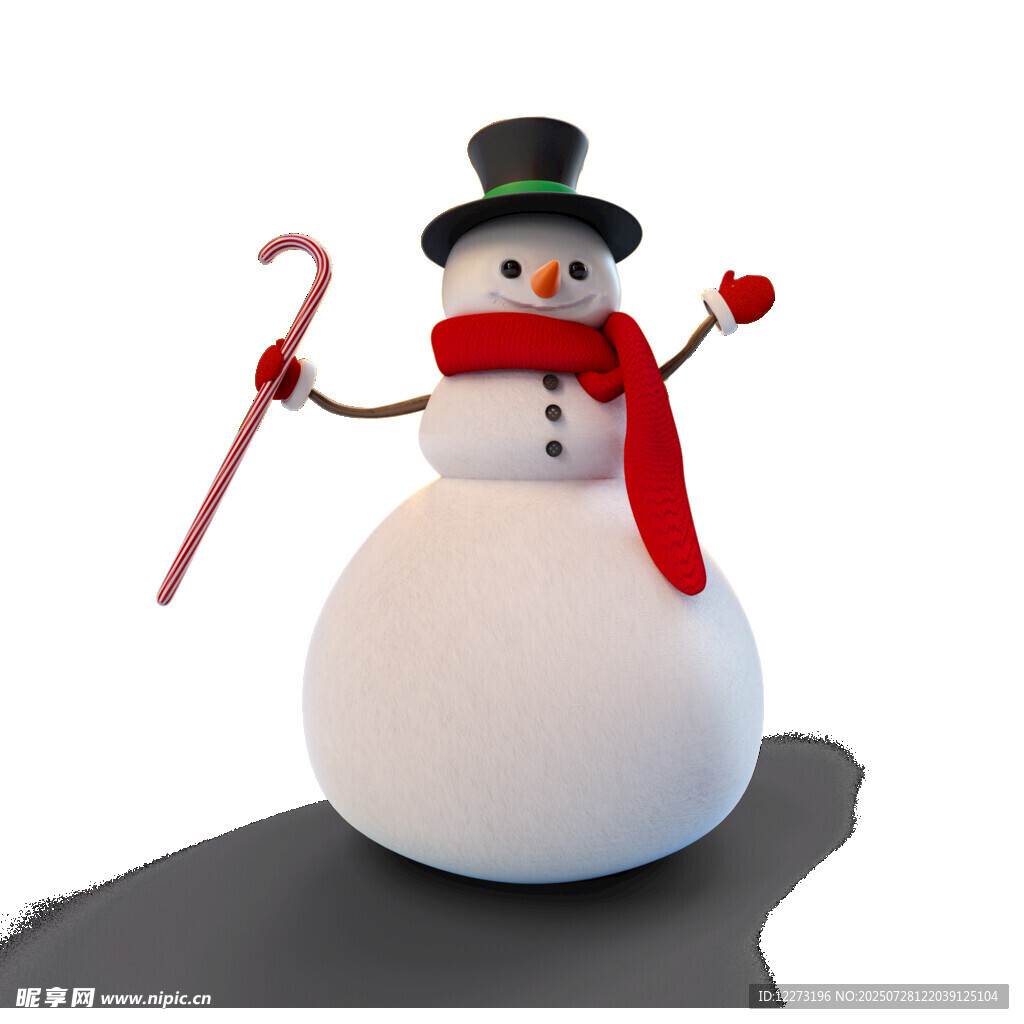 可爱雪人手持拐杖糖