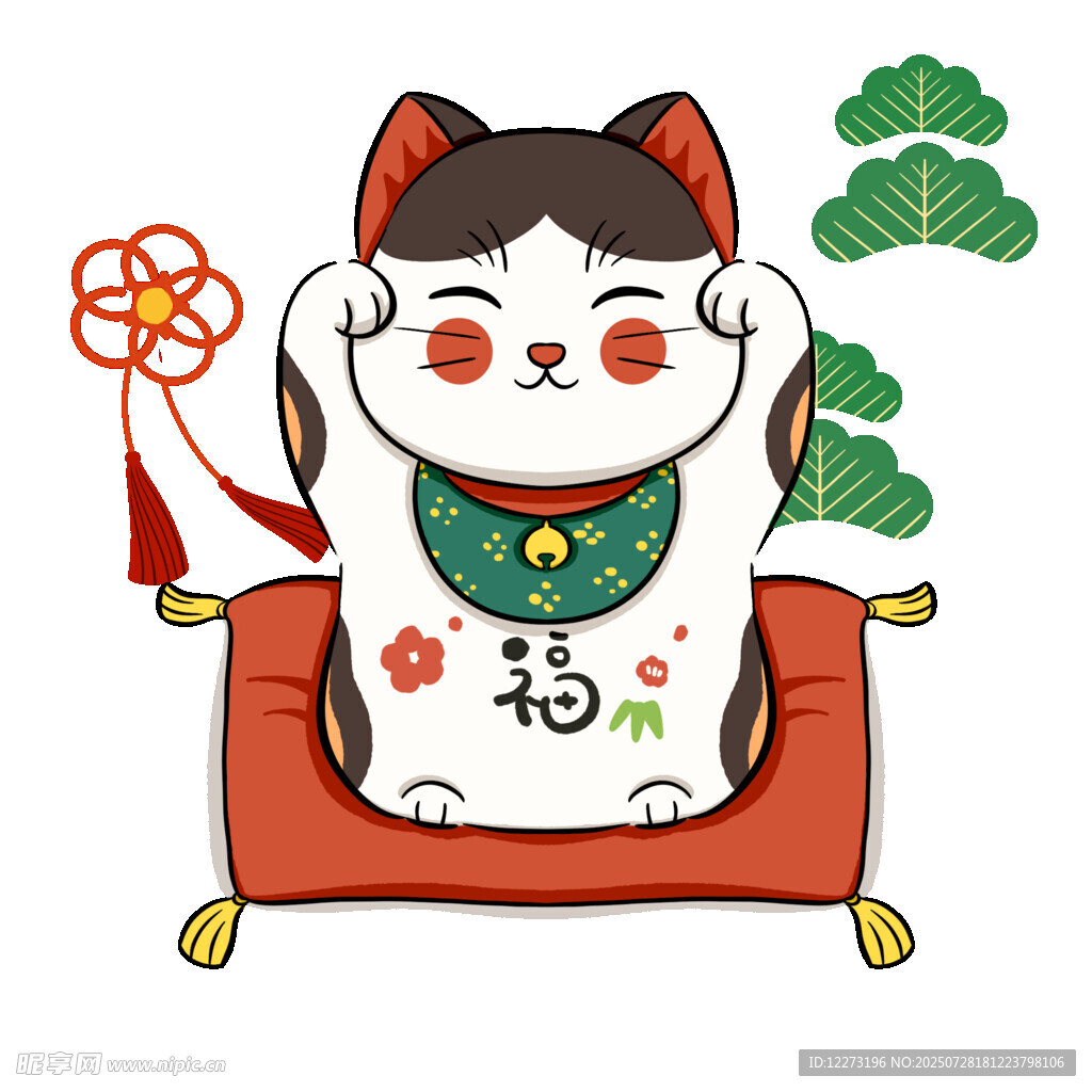 招财猫福运满满插画