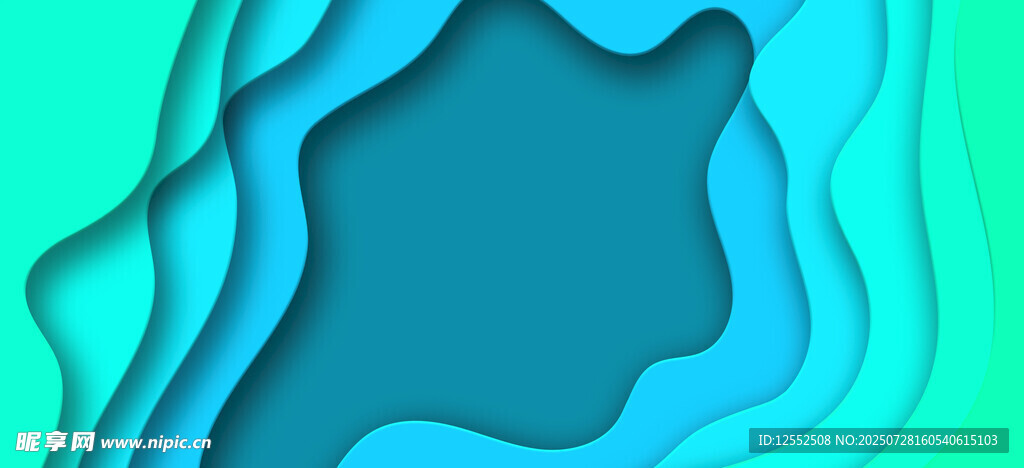 蓝绿渐变抽象波浪图案