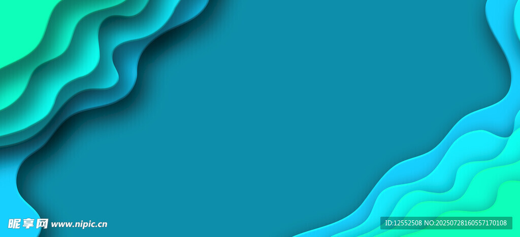 蓝绿渐变波浪背景图