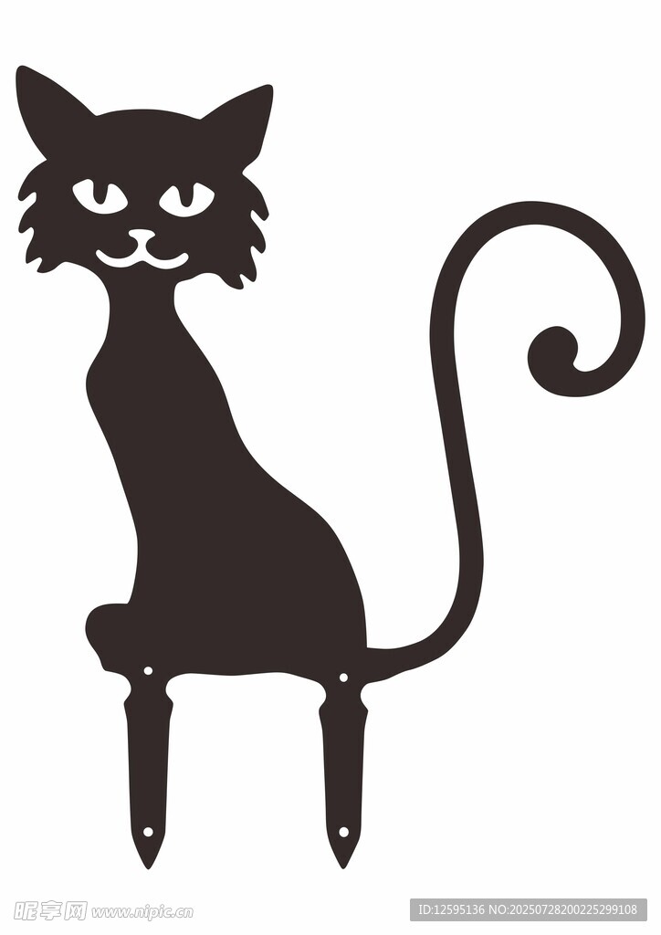 黑猫坐姿剪影