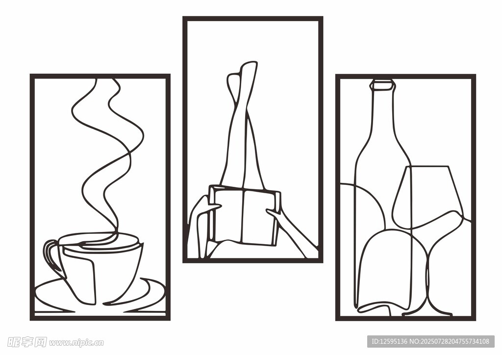 简约线条风静物插画
