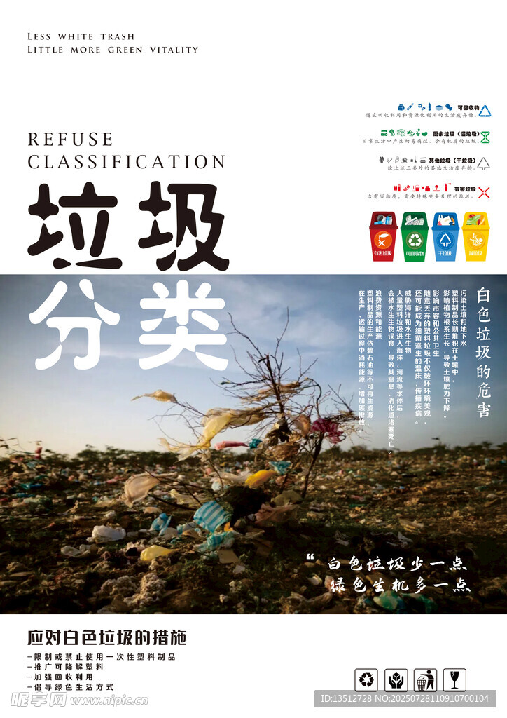 垃圾分类白色垃圾海报