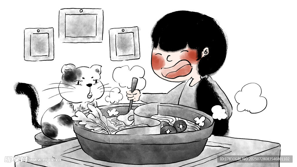 女孩开心清洗餐具