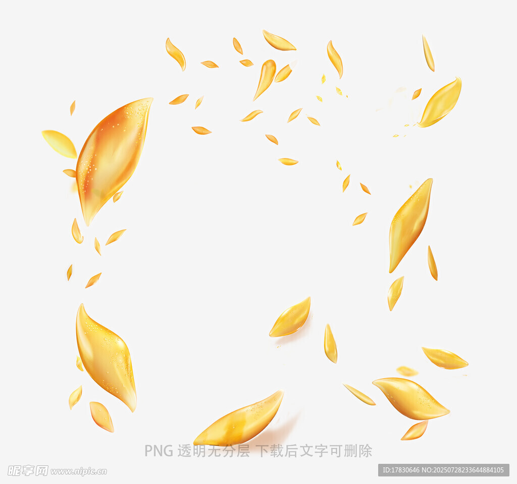 金色飘落叶片装饰元素