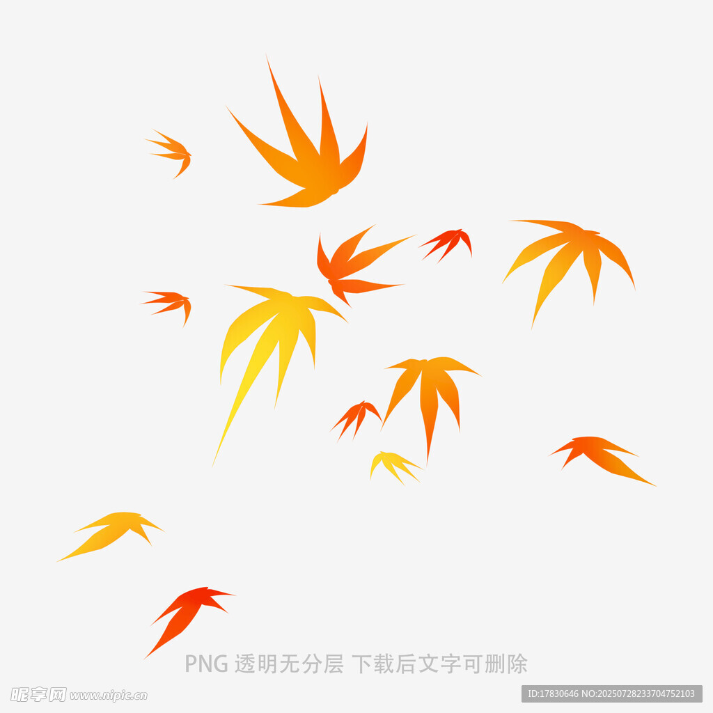 飞舞的橙黄色枫叶