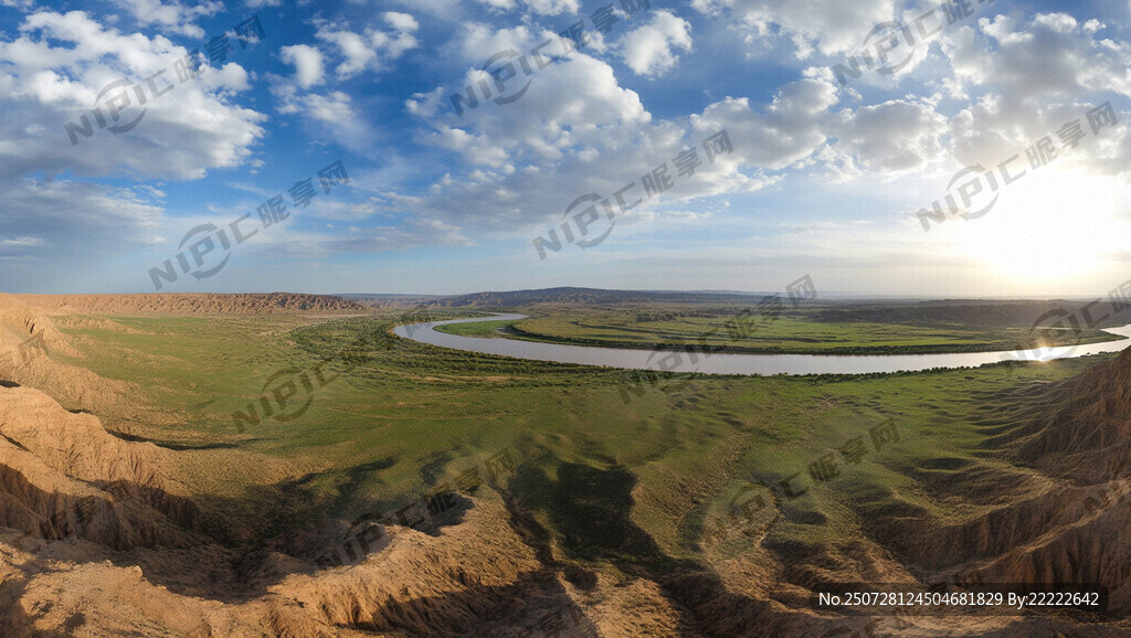 山水祥云背景图超大广角 绿洲