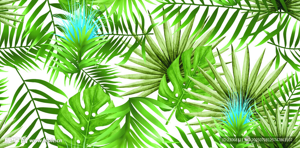 热带绿植叶片背景图案