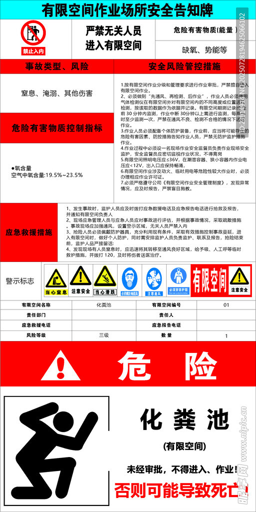 有限空间告知牌