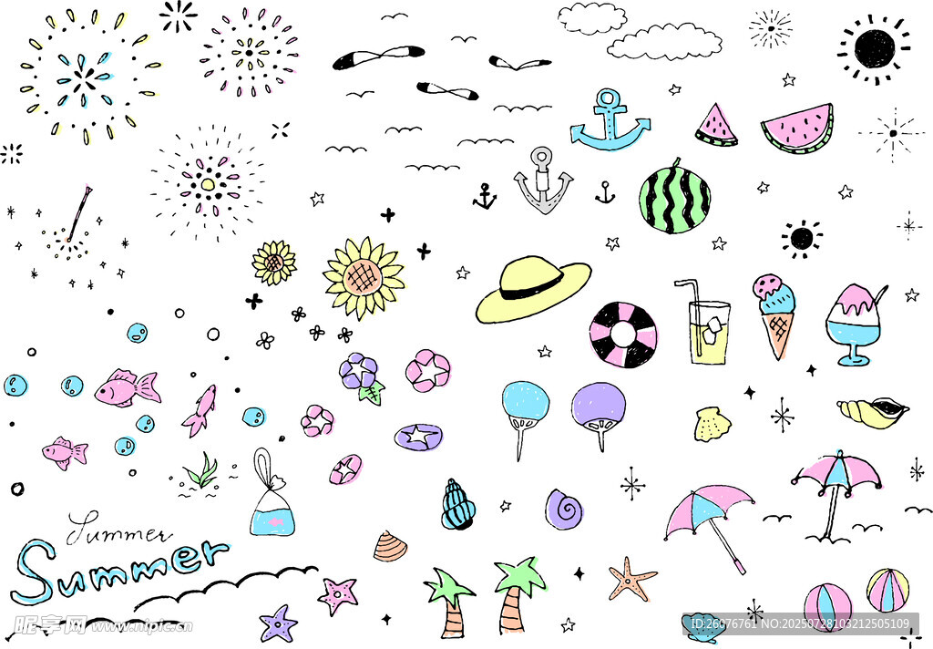 夏日元素矢量插画素材