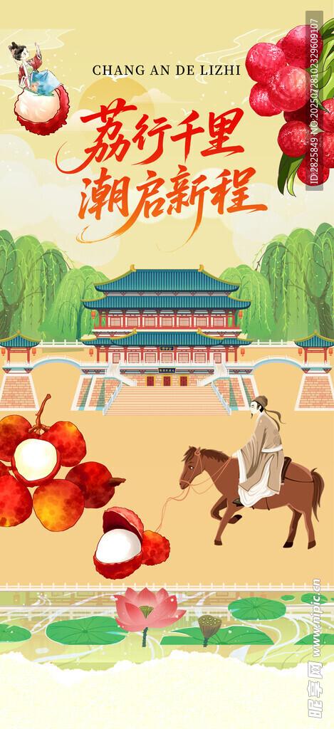 长安的荔枝插画