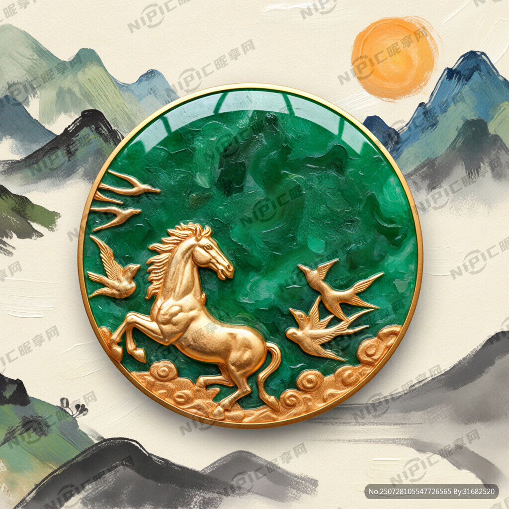 金包玉 马踏飞燕造型 3D渲染