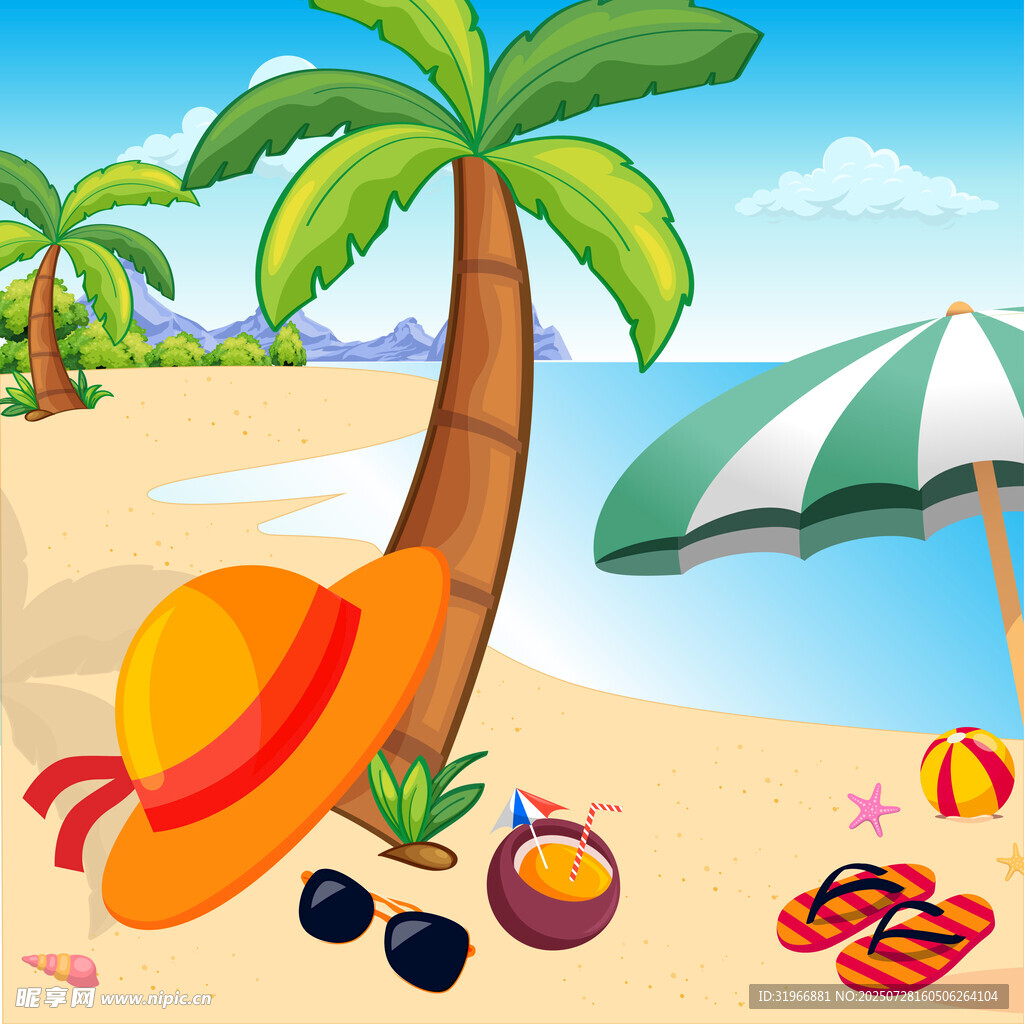 夏日海滩插图