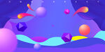梦幻紫色流体3D场景元素