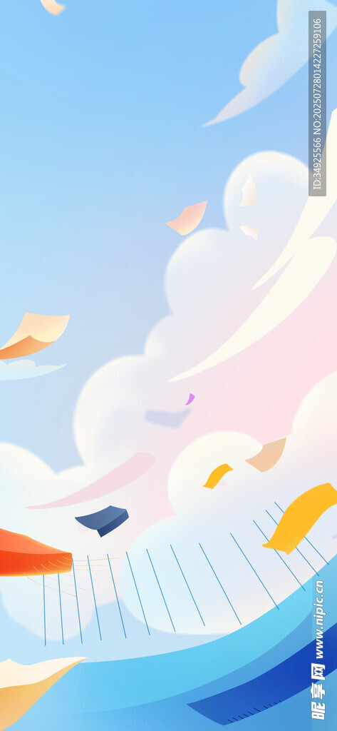 梦幻天空下的海上飞行场景