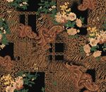 复古花卉豹纹拼接图案