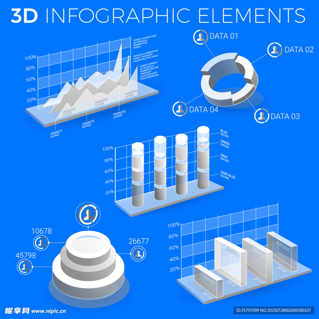 3D信息图表元素展示