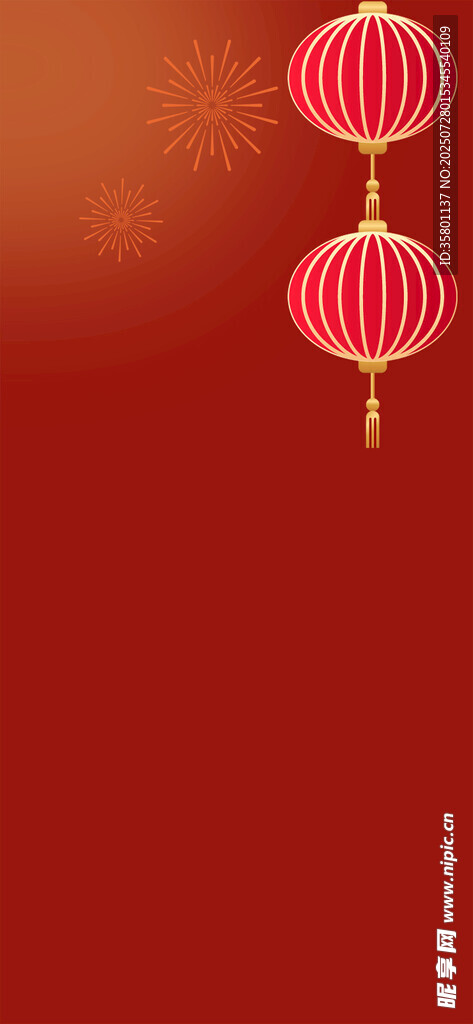 红色背景上的喜庆红灯笼