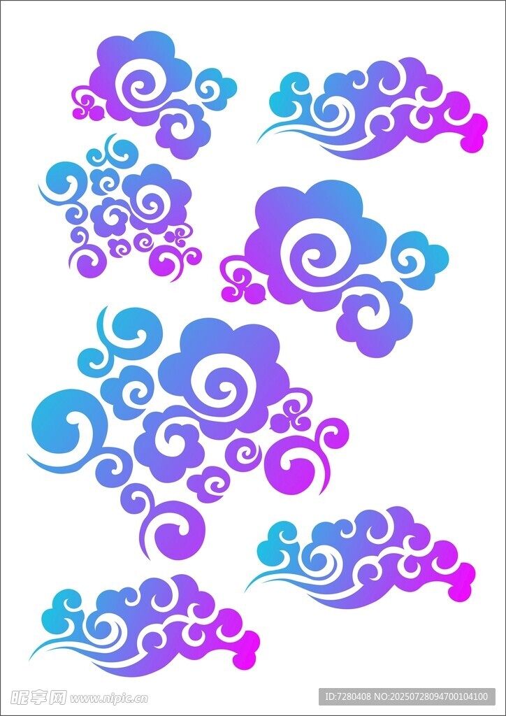 多彩中式云纹图案设计