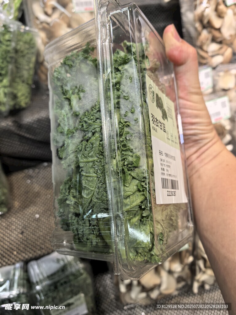 手持盒装新鲜绿色蔬菜