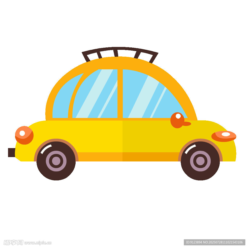 黄色可爱小轿车
