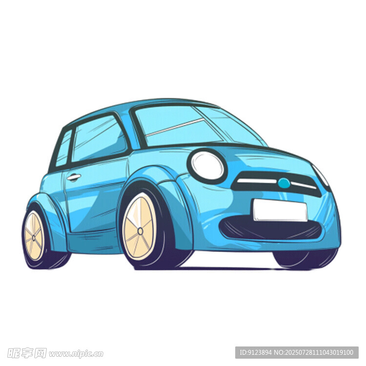 蓝色卡通小汽车