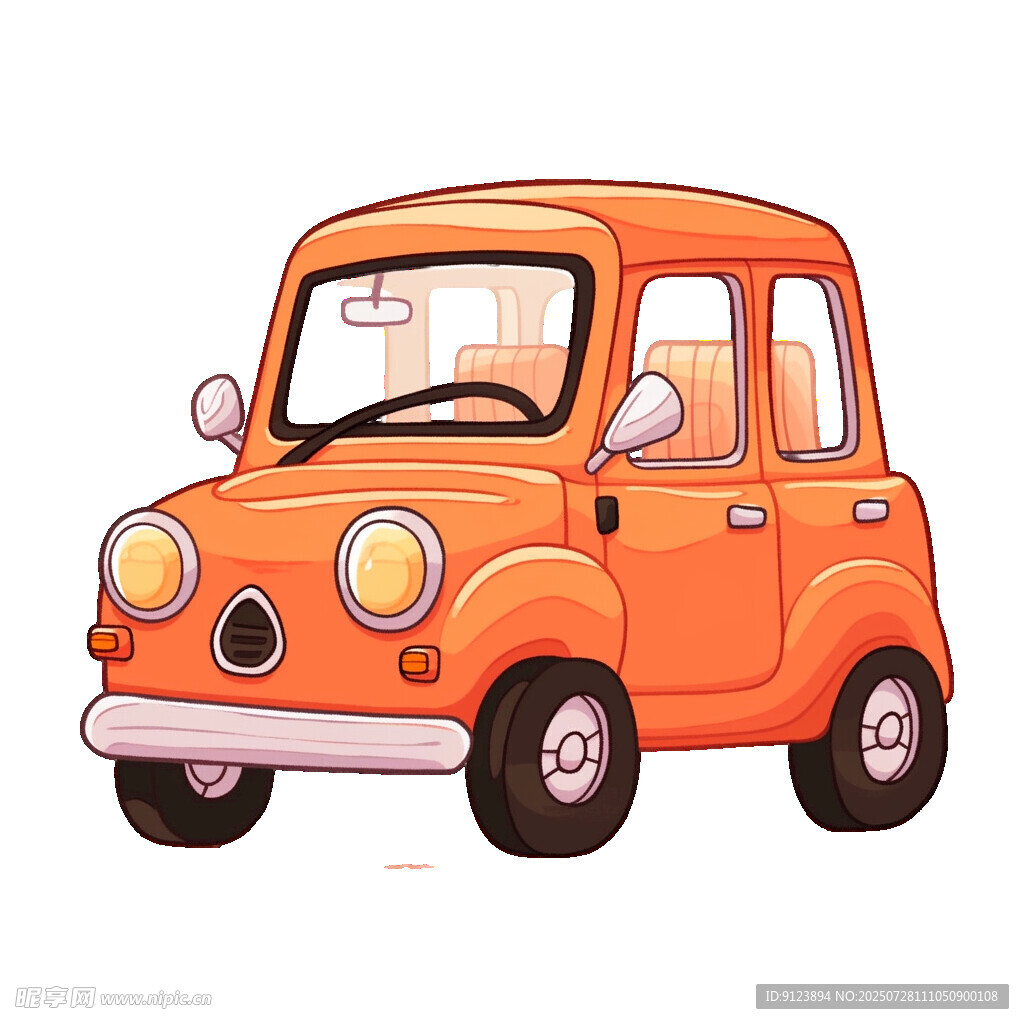 可爱橙色卡通小汽车