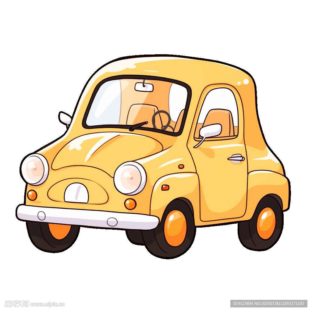可爱黄色卡通小汽车