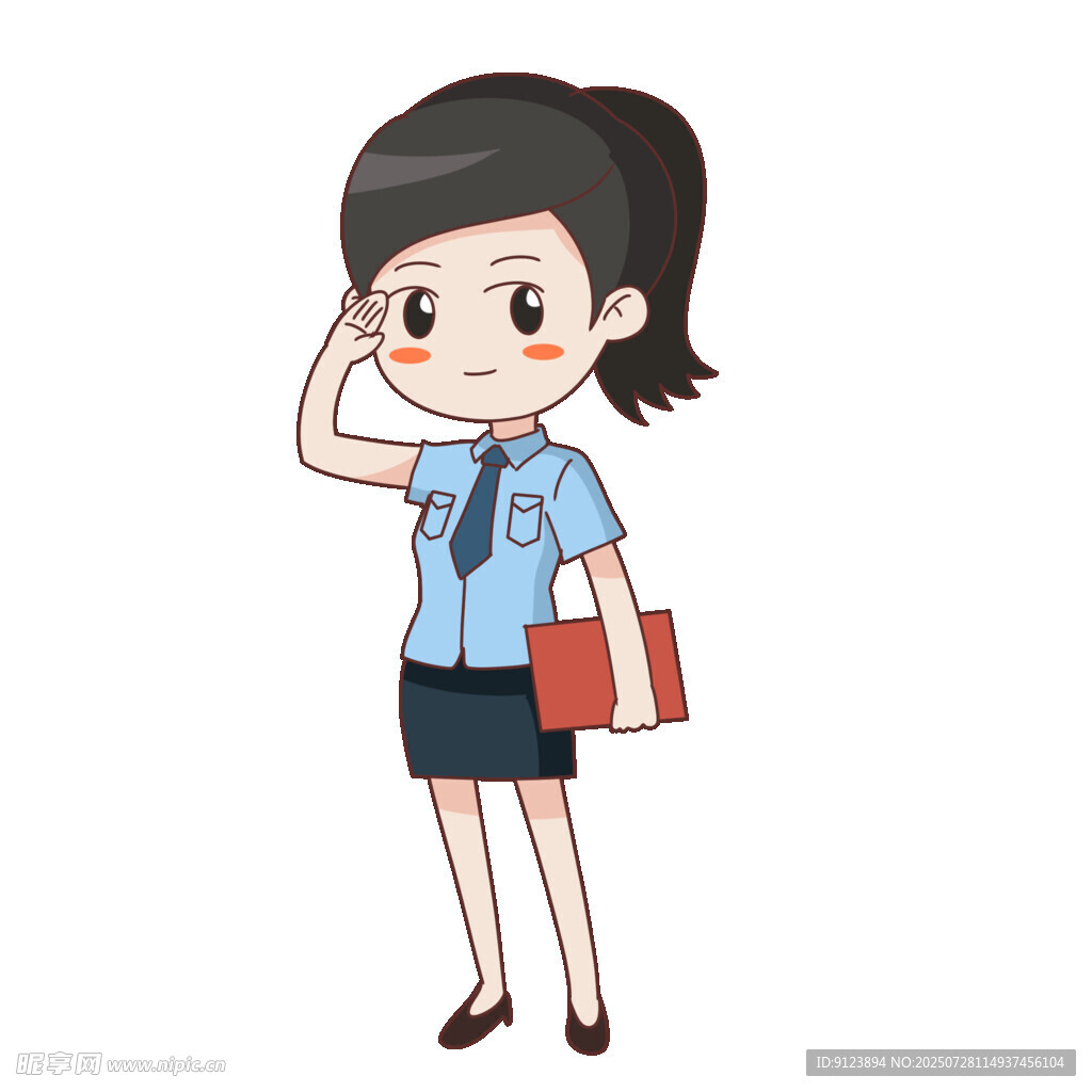 敬礼的职业女性