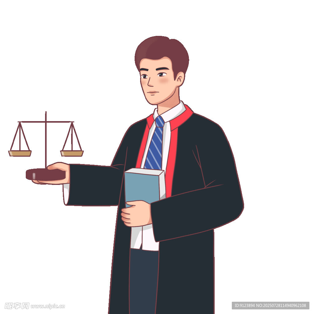 律师手持天平与法律书籍