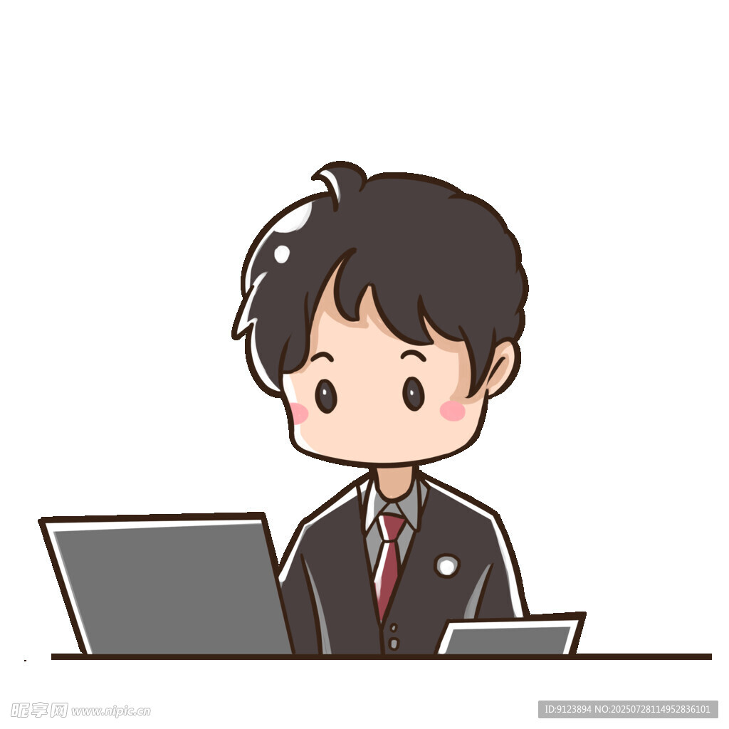办公的西装男孩