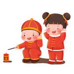 放鞭炮的喜庆孩童