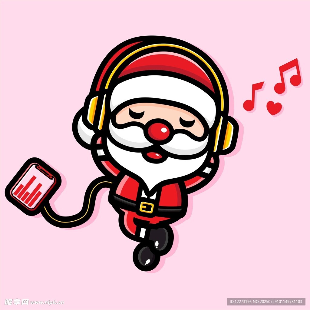 跳舞的圣诞老人听音乐