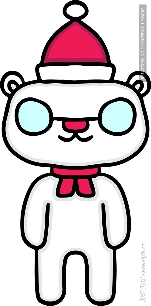 戴圣诞帽的可爱卡通小熊