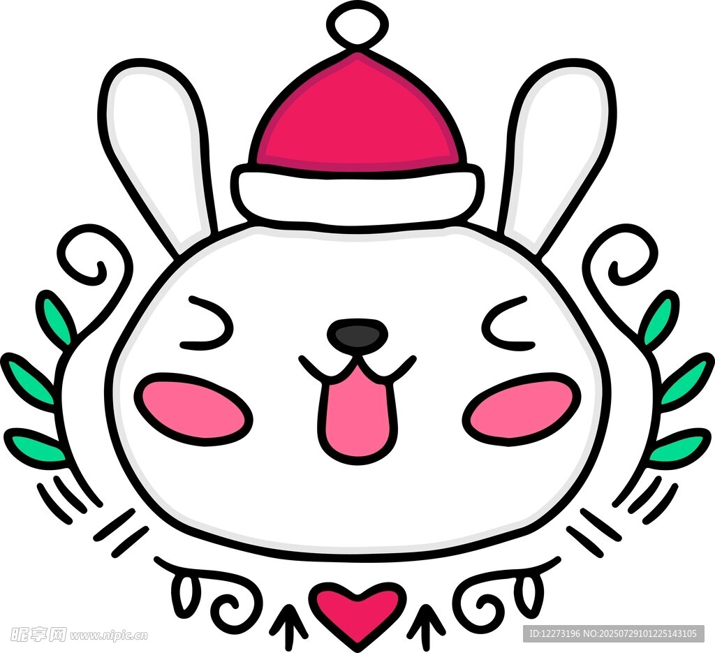 戴帽萌兔插画