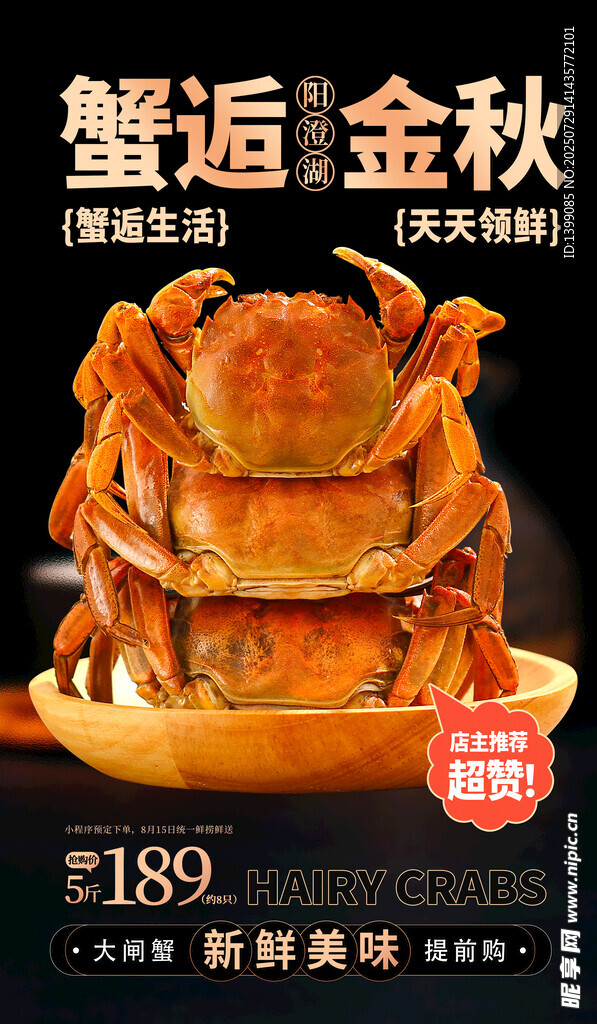 蟹逅金秋大闸蟹简约促销宣传海报