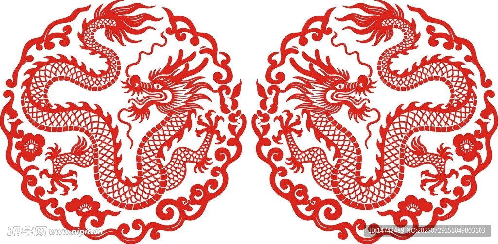 矢量龙纹剪纸