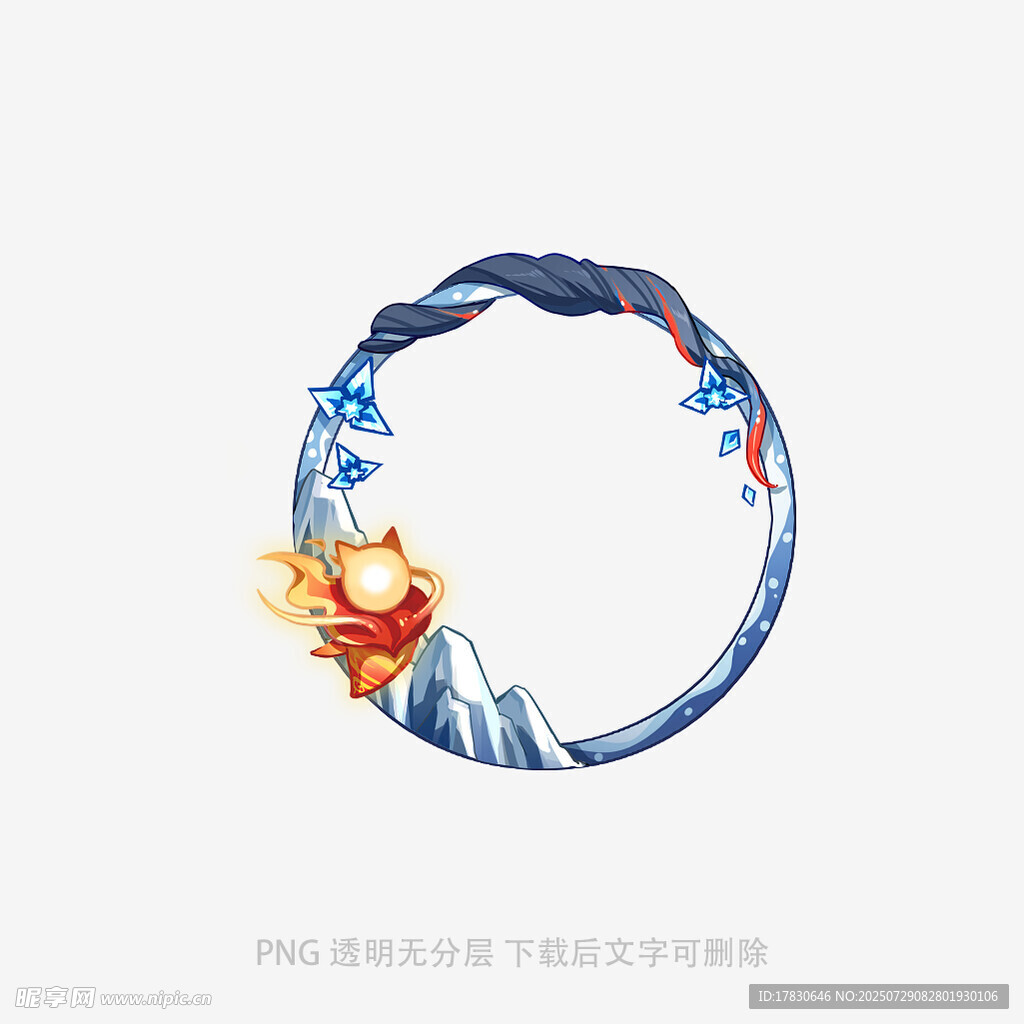 水墨风锦鲤圆环创意图案