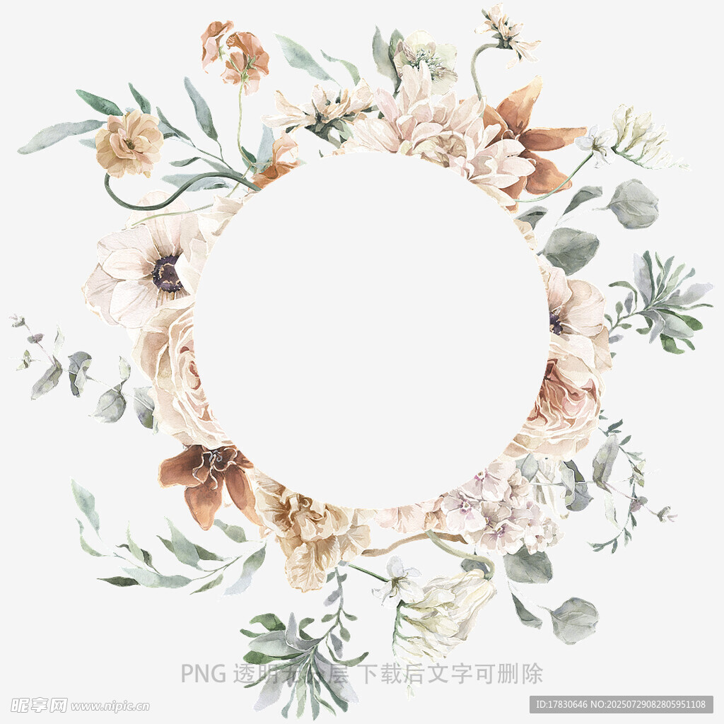 花卉圆形装饰图案