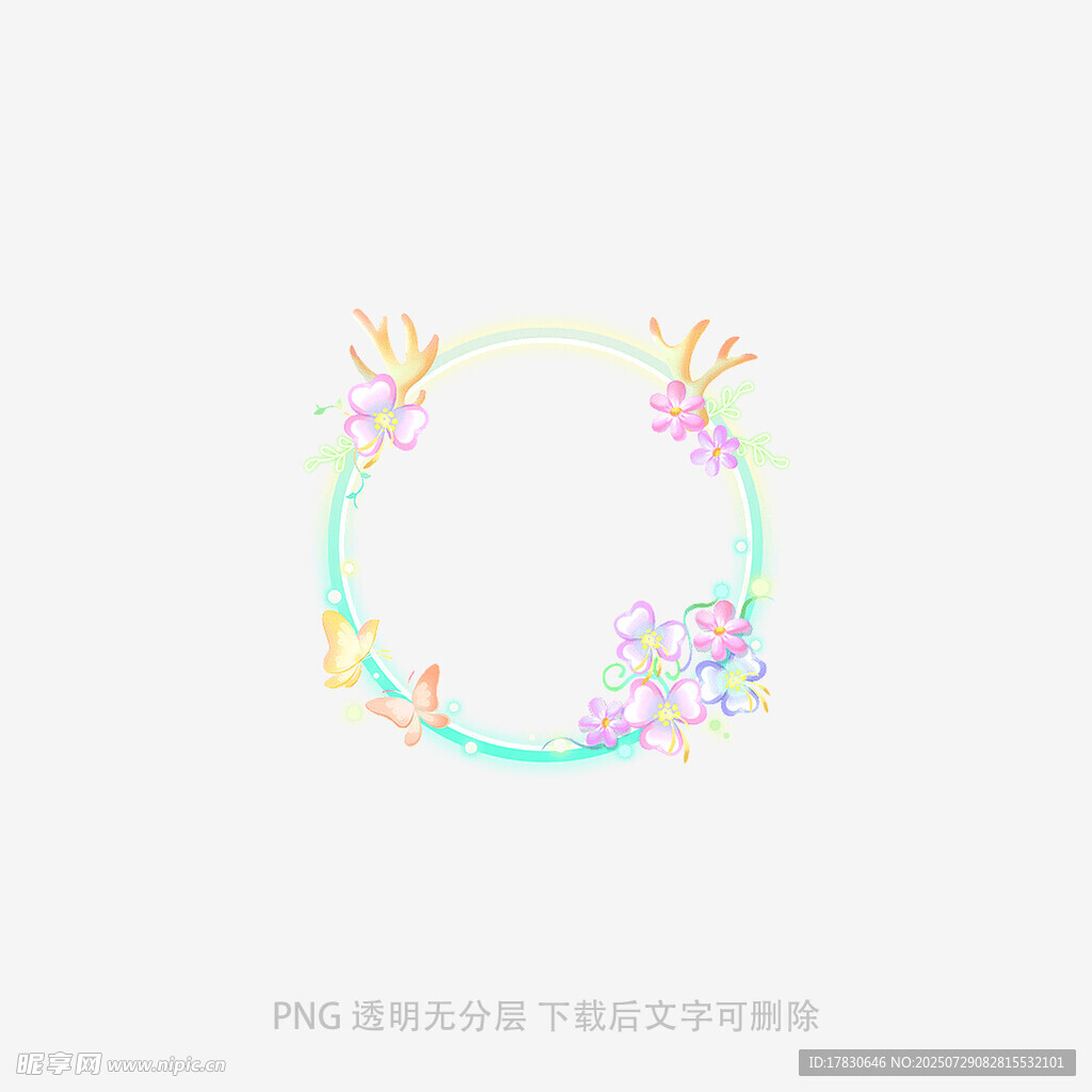 彩色花卉圆环装饰图案