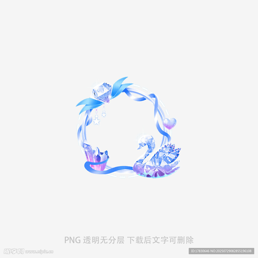 蓝色梦幻花朵边框图案